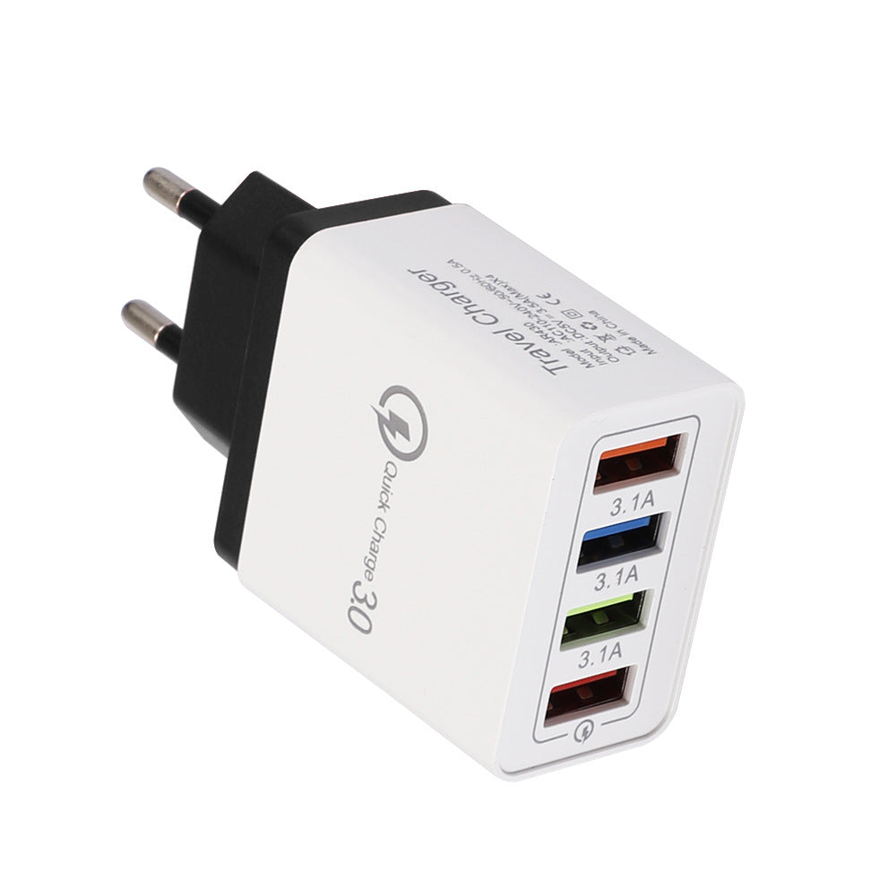 Chargeur USB Charge rapide 3.0 4 Adaptateur de téléphone pour tablette Chargeur mobile mural portable