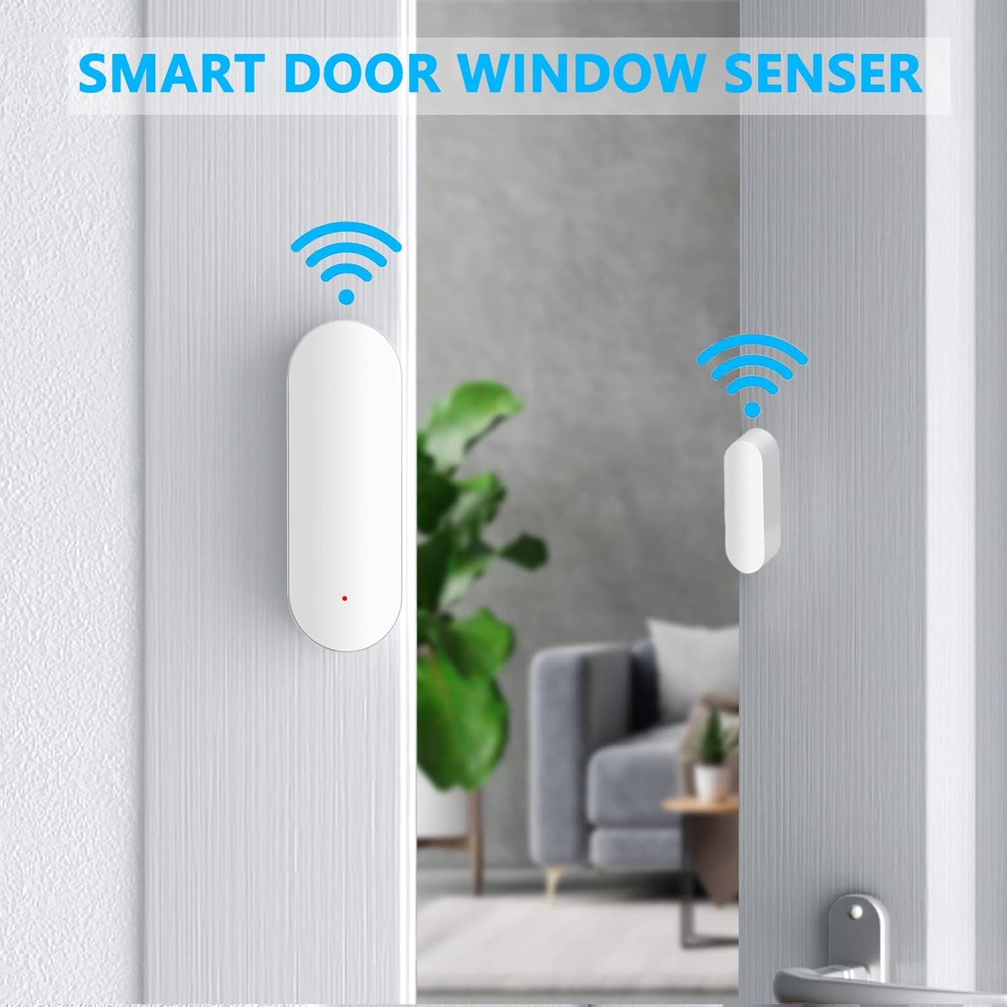Capteur de Porte WiFi Capteur de Contact Intelligent pour fenêtre Alarme sans Fil Compatible avec Alexa et Google Assistant Pas Besoin de hub 1 Pack