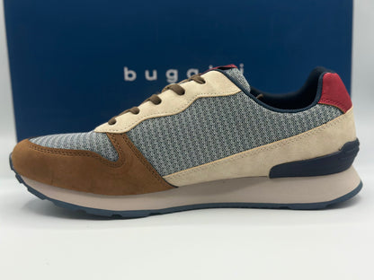 Baskets basses en mesh beige à semelle running semi-compensée à talon renforcé et lacets plats