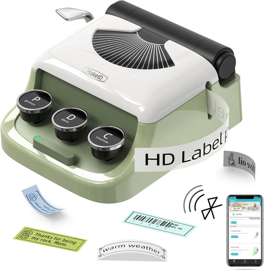 Makeid Étiqueteuse Bluetooth Q1 de HD 300dpi, Imprimante Etiquette Autocollante, Imprimante Thermique sans Encre-Se connecte à iOS et Android à l'aide de Bluetooth(Vert)
