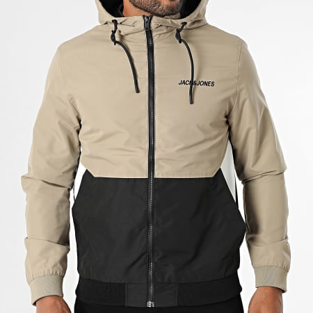 JACK AND JONES
Veste Zippée Capuche Rush Beige Noir Blanc