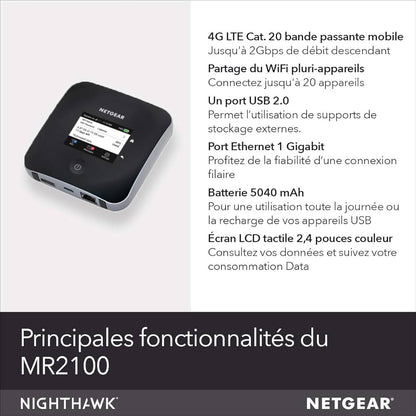 NETGEAR Routeur 4G SIM Box 4G, 4G LTE M2 - débit Descendant jusqu'à 2Gbit/s | Connexion WiFi jusqu'à 20 appareils | Crée Un WLAN n'importe où | Déverrouillé Compatible Toute SIM opérateurs