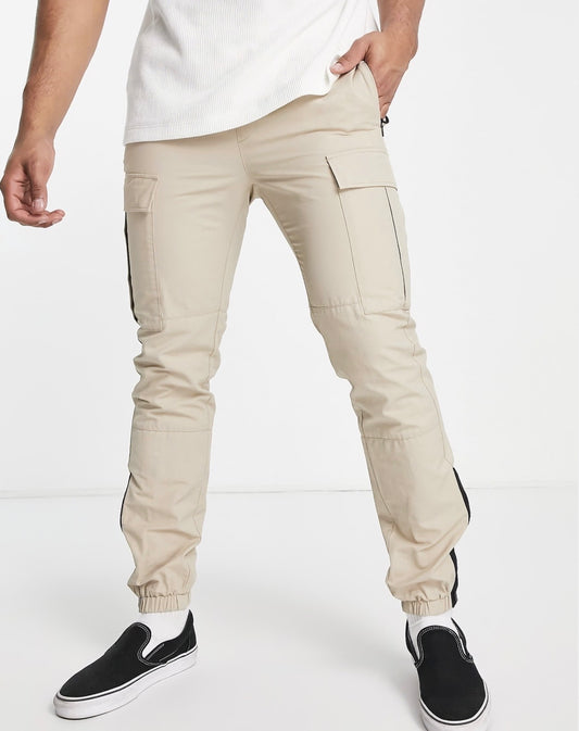 Topman - Pantalon cargo skinny effet coupé cousu - Taupe