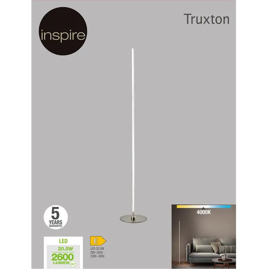 Lampadaire LED Truxton, métal, blanc, H.146 cm INSPIRE