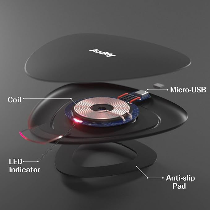 Chargeur sans fil rapide, Auckly 10W Qi Pad chargeur sans fil avec Tapis Anti-dérapant ultra rapide