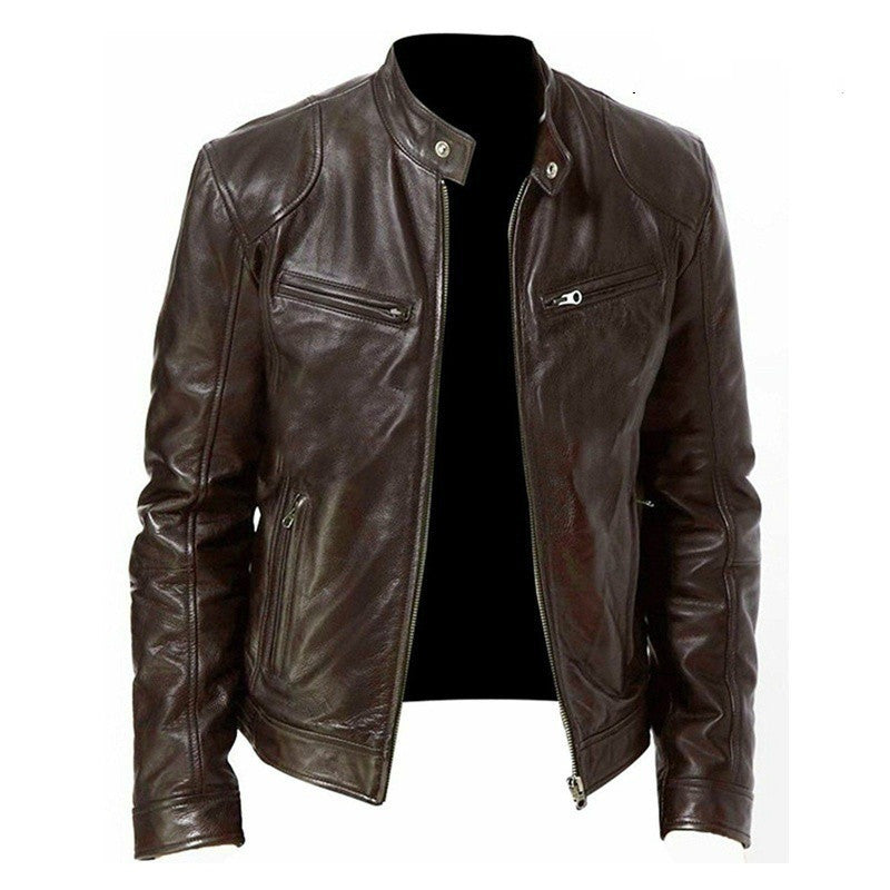 Veste "Urban Rider" en Cuir PU – Col Montant & Coupe Ajustée