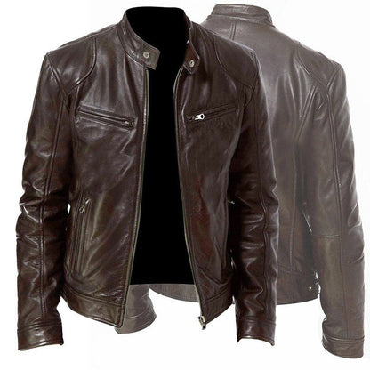 Veste "Urban Rider" en Cuir PU – Col Montant & Coupe Ajustée