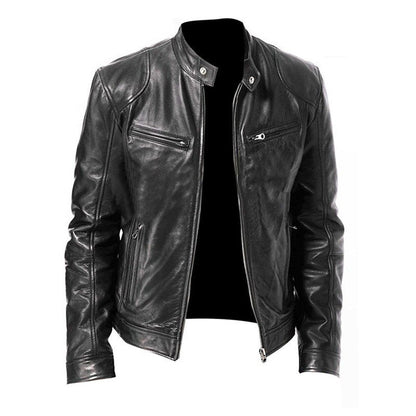Veste "Urban Rider" en Cuir PU – Col Montant & Coupe Ajustée