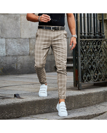 Pantalon à carreaux Pantalon décontracté pour hommes ample et fin