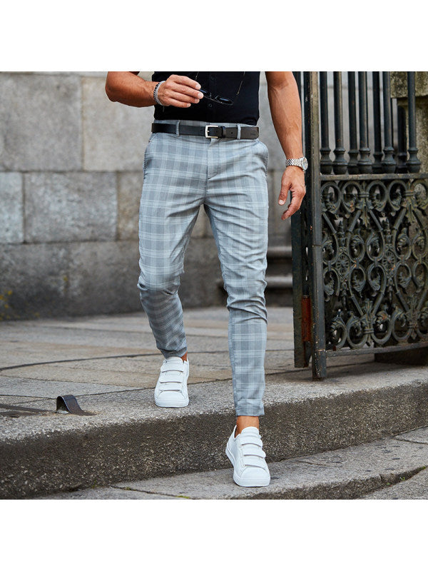 Pantalon à carreaux Pantalon décontracté pour hommes ample et fin