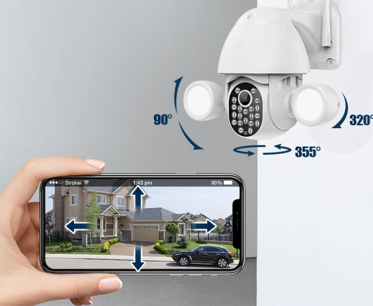 Caméra de surveillance lumineuse à double projecteurs 3Mp Caméra haute définition Smart Home