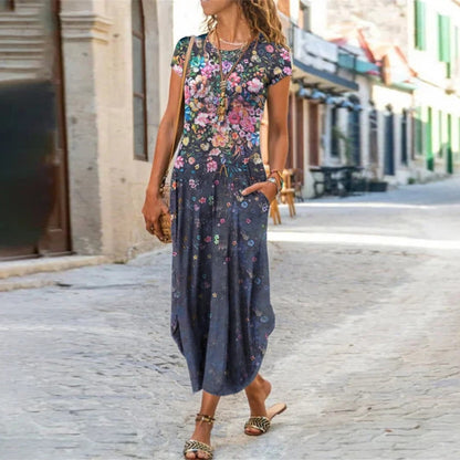 Robe "Summer-Pop" – Manches Courtes, Col Rond & Imprimé Graphique Tendance