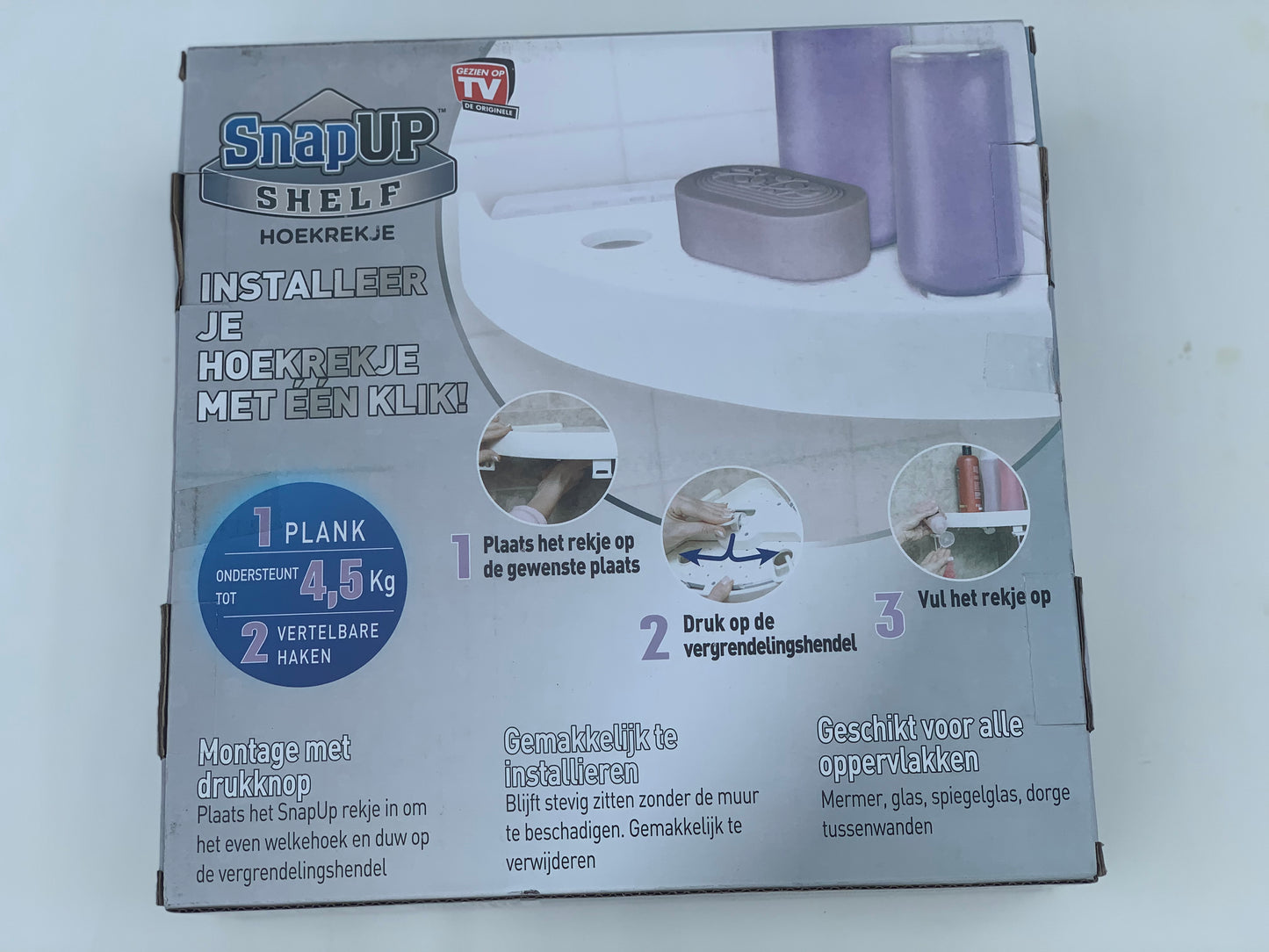 Étagère d’angle de SDB en un CLIC