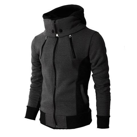 Veste à capuche zippée pour hommes Faux cardigan de sport en deux pièces Veste de sweat-shirt ajustée décontractée