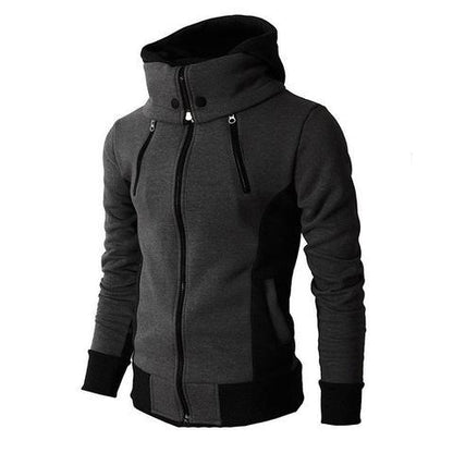 Veste à capuche zippée pour hommes Faux cardigan de sport en deux pièces Veste de sweat-shirt ajustée décontractée