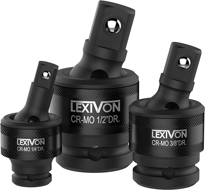 LEXIVON Cardan 1/2" 3/8" et 1/4" pour clé à choc ou cliquet embouts outils, qualité primium neuf
