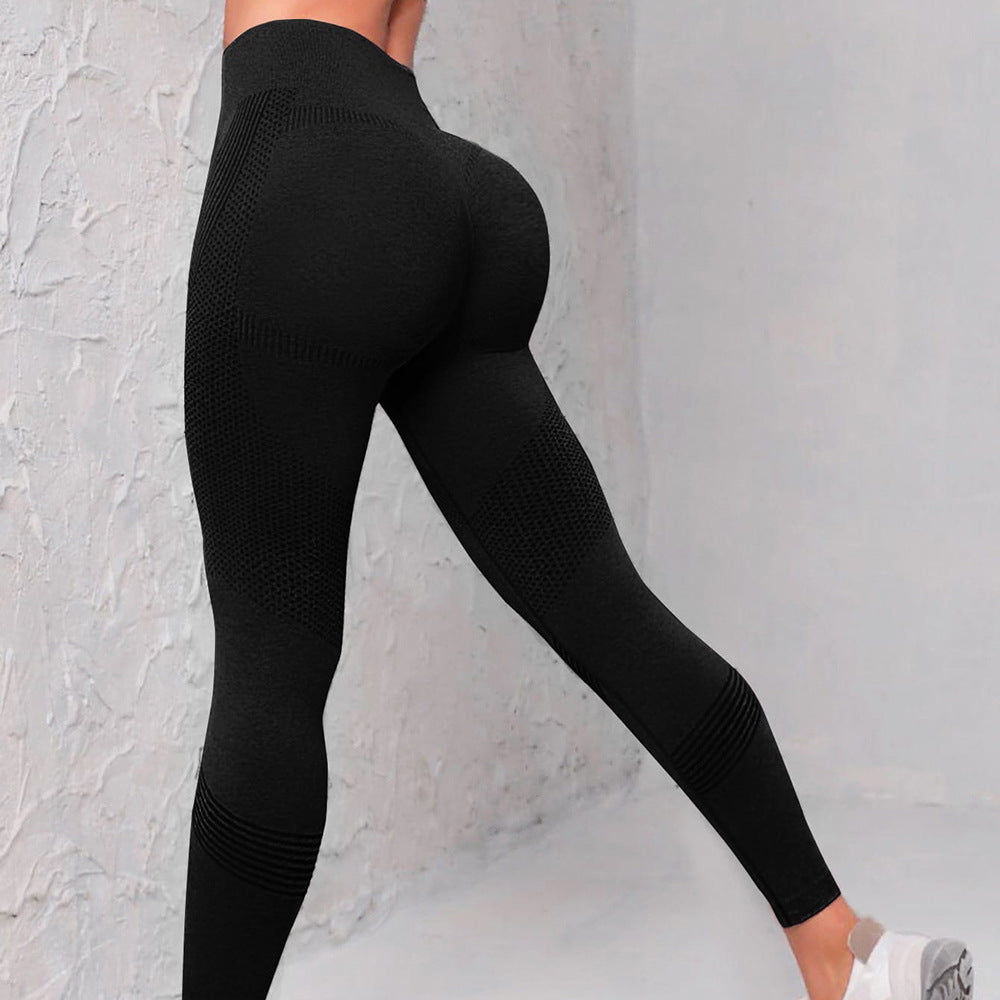 Pantalon de yoga sans couture à taille haute pour femmes Couleur unie à pois Rayé Imprimé
