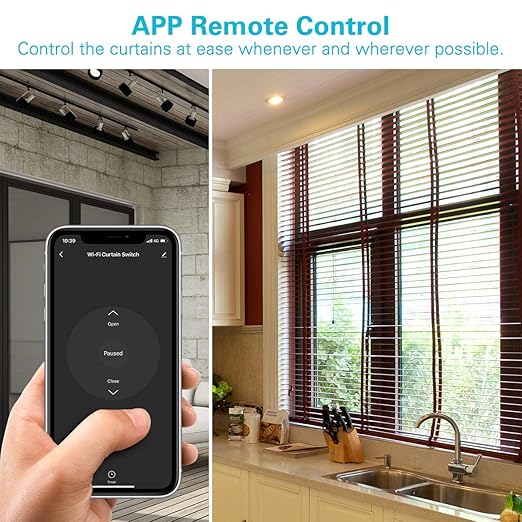 Commutateur de rideau intelligent WiFi, interrupteur de volet roulant WLAN à 3 vitesses, interrupteur de commande vocale à distance APP pour volets roulants de rideau de fenêtre, compatible avec Google Home Alexa Echo, sans hub nécessaire -4Pcs