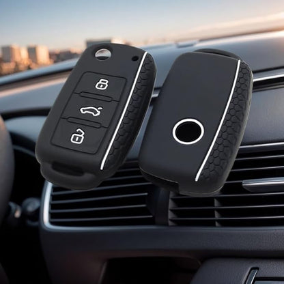 Coque de clé de voiture en silicone pour Volkswagen et autres modèles, housse de clé portable, coque de clé de voiture durable