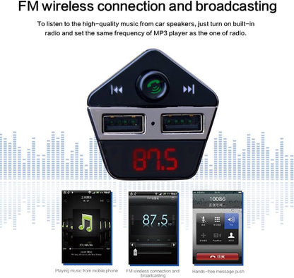 Émetteur FM Bluetooth, adaptateur radio multifonctionnel pour voiture avec double port de charge USB 5 V CC/2,5 A
