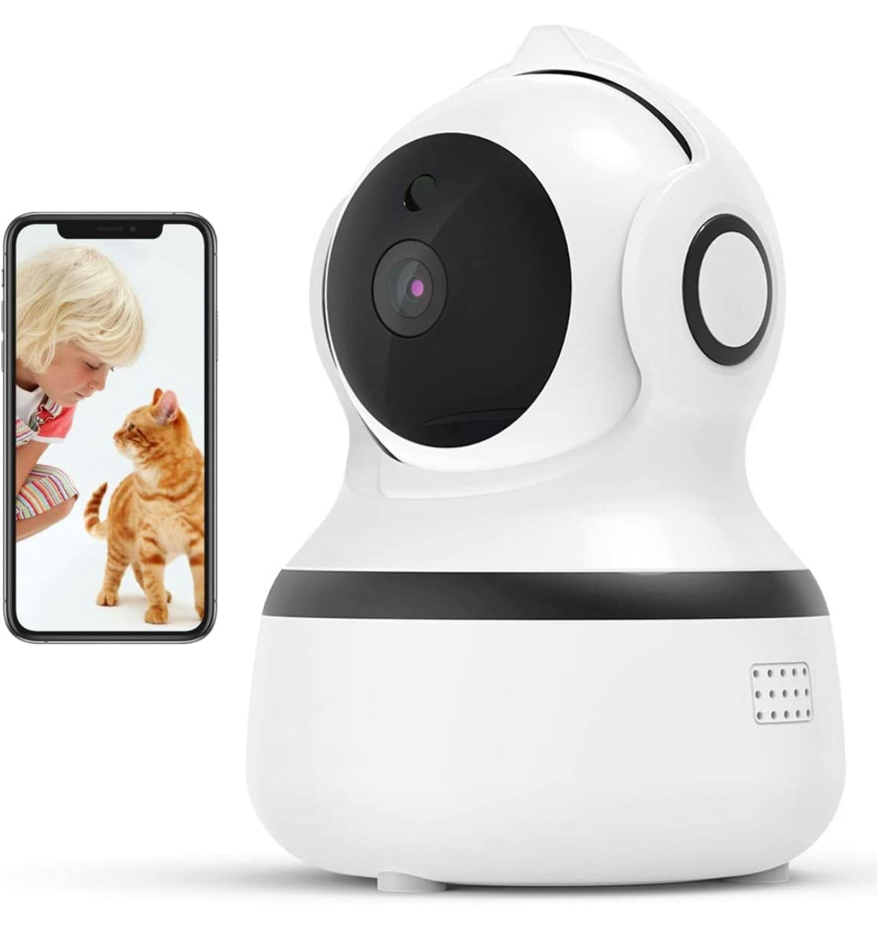 Caméra Surveillance IP WiFi 1080P FHD sans Fil 2,4 G Vision panoramique de sécurité avec détection M