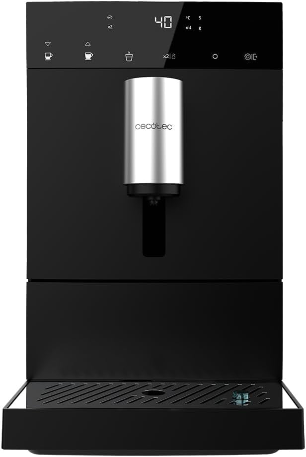 Cecotec Cafetière Superautomatique Compacte Cremmaet Compact. 1350 W, 19 Bars, Système de Chauffage par Thermobloc, Réservoir de 150 g de Café avec Moulin Intégré et 1,1 L, Nettoyage Automatique