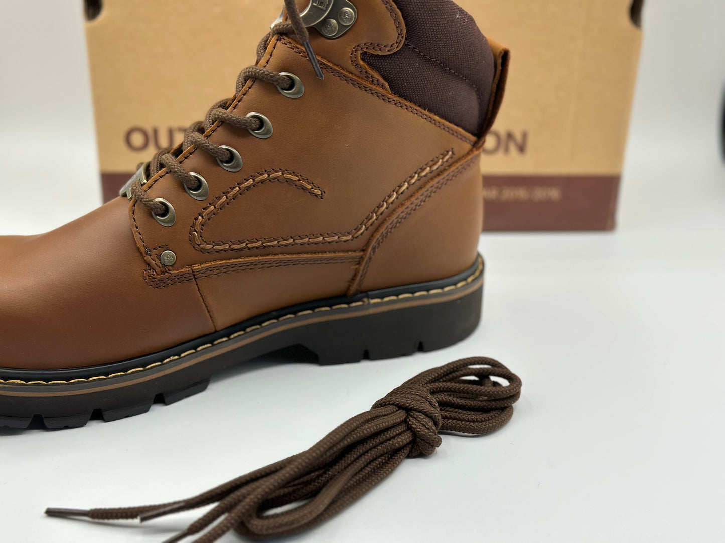 CAMEL CROWN Bottes à lacets Bottes de combat pour hommes Bottes de travail Bottes pour hommes Chaussures de travail en cuir Bottes de travail classiques à tige courte pour extérieur Bottes de loisirs antidérapantes