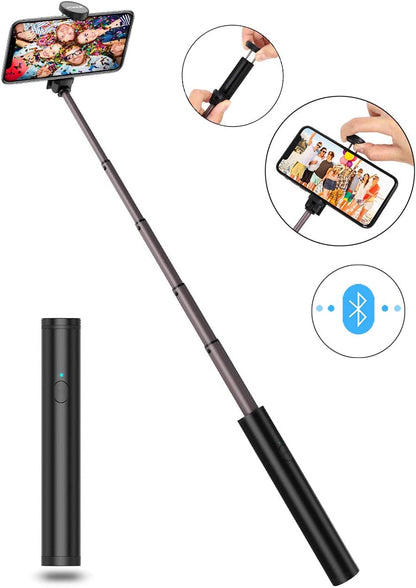 Perche Selfie Bluetooth 3 en 1 Ultra-Léger, Bâton Stick Réglable Télescopique, pour iPhone XS/XS Max/XR/X / 8 / 8P / 7 / 7P / 6s / 6/5, Galaxy S9 / 8/7/6 / Note, Huawei, Nubia, Xiaomi