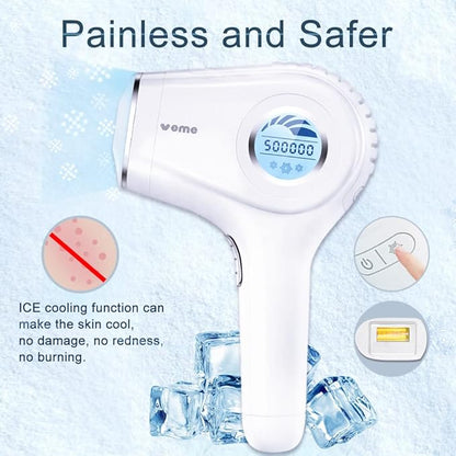 Épilateur Lumière Pulsée IPL Dépilation - Glace Refroidissement Sans Douleur & 1 Accessoire de Précision & 500000 Flashs pour Visage, Corps, le Maillot et les Aisselles, Laser Appareil Epilation