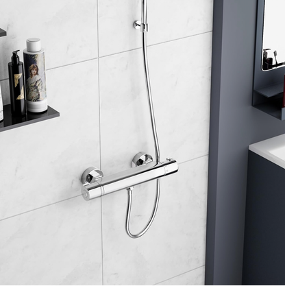 MORADO Mitigeur Thermostatique,Mitigeur de Douche Thermostatique, Robinet Baignoire avec Contrôle de Température Constant, Laiton Finition Chrome