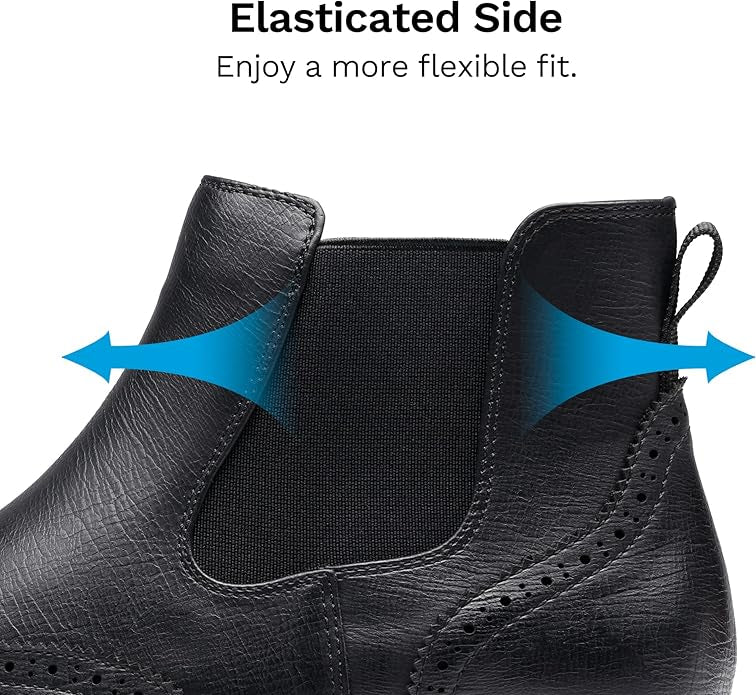 Bruno Marc Men Chelsea Boots Brogue en cuir Bottes de cheville Bottes Slip Boots