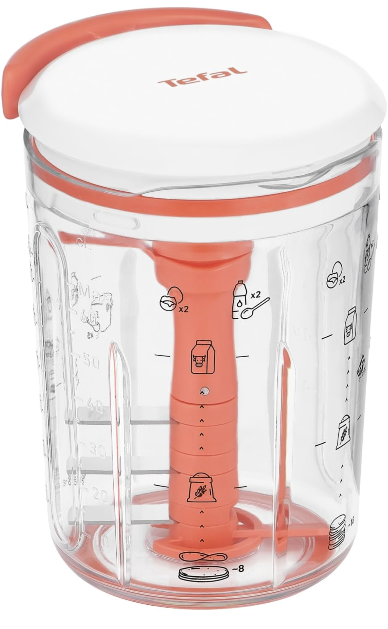 Tefal Crêpes Express Batteur intelligent, 900 ml, Gaufres Crêpes Pancakes en 2 minutes, Pâte sans grumeaux, Fait maison, Résultats parfaits, Facile à utiliser, 3 recettes graduées intégrées K1844404