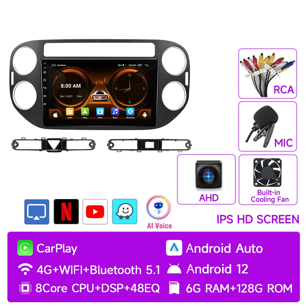 Autoradio Android Auto AI Voice 2 din Radio pour VW Volkswagen Tiguan 1 NF 2006-2016 Carplay Car Multimedia GPS 2din autoradio
