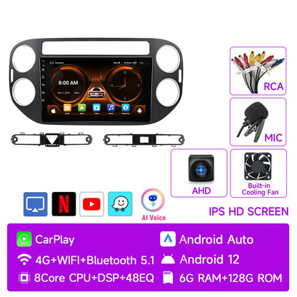 Autoradio Android Auto AI Voice 2 din Radio pour VW Volkswagen Tiguan 1 NF 2006-2016 Carplay Car Multimedia GPS 2din autoradio