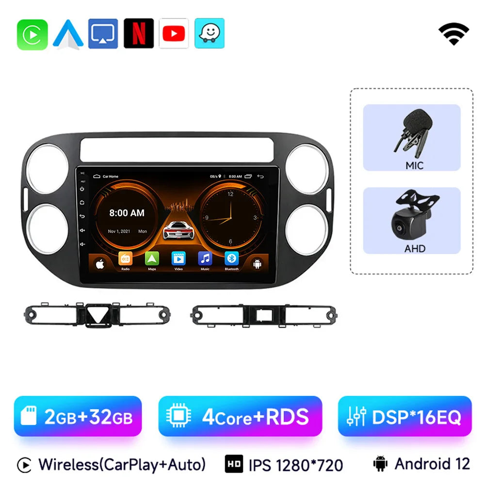 Autoradio Android Auto AI Voice 2 din Radio pour VW Volkswagen Tiguan 1 NF 2006-2016 Carplay Car Multimedia GPS 2din autoradio