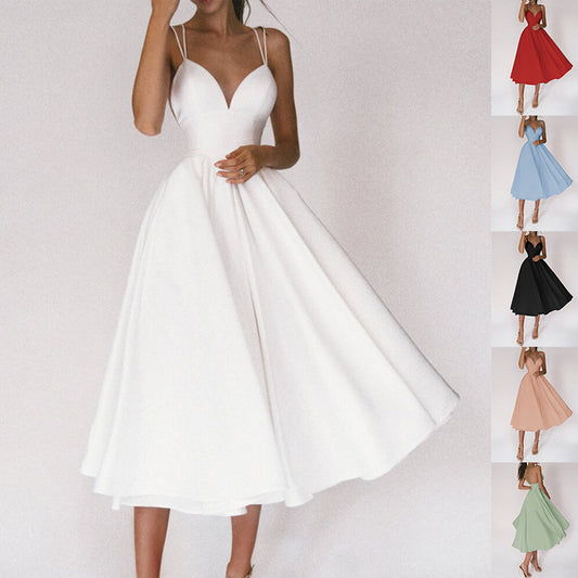 Robe Maxi "Aura-Summer" – Coupe Évasée, Décolleté en V & Dos Nu