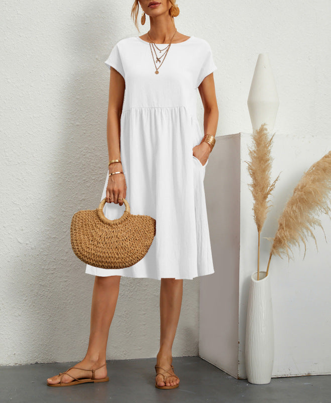 Robe "Everyday-Pocket" – Coupe A-Line, Col Rond & Confort Absolu