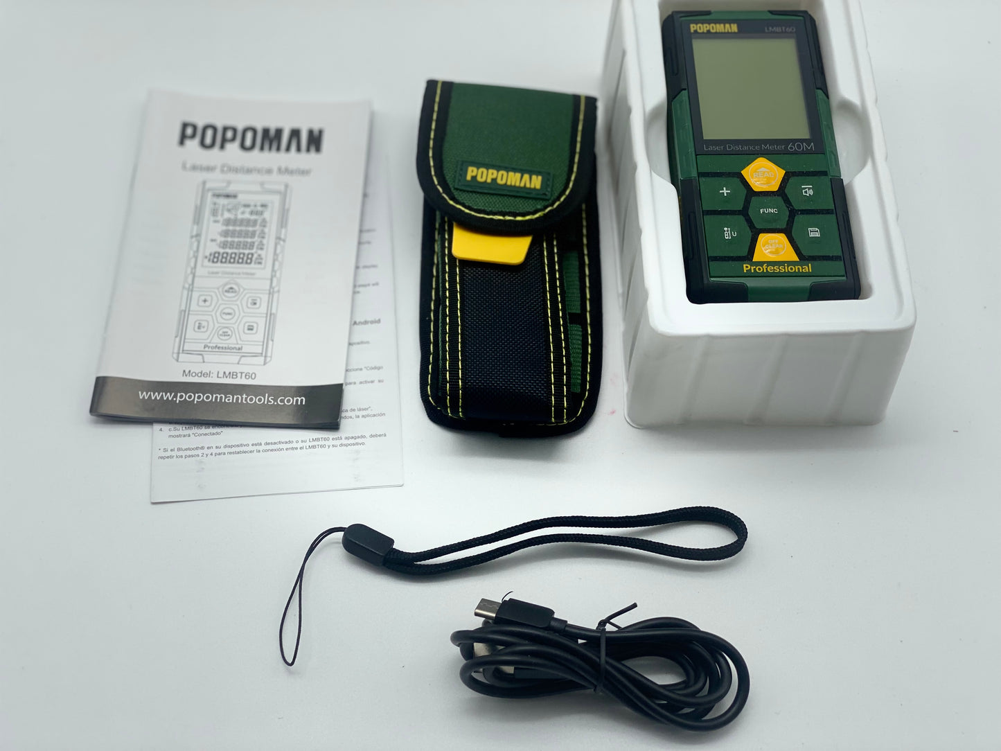 Mesure de distance laser POPOMAN, rechargeable avec Bluetooth 60m Transfert