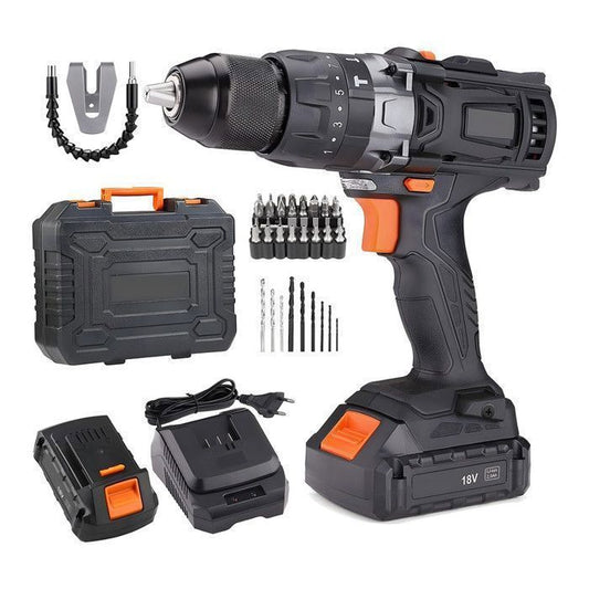 Perceuse Visseuse Sans Fil 18V, 2 Batteries Lithium-Ion 2000mAh, 2 Vitesses, Lumière Led, 43 Accessoires