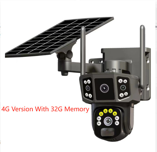 Caméra de surveillance 4G, carte SIMpanoramique à écran solaire extérieur