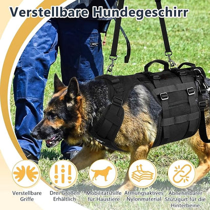 Harnais réglable pour chien de taille moyenne - Harnais de sécurité respirant avec poignées - Harnais de sécurité amovible - Trois tailles - Harnais de panique pour chien (S)