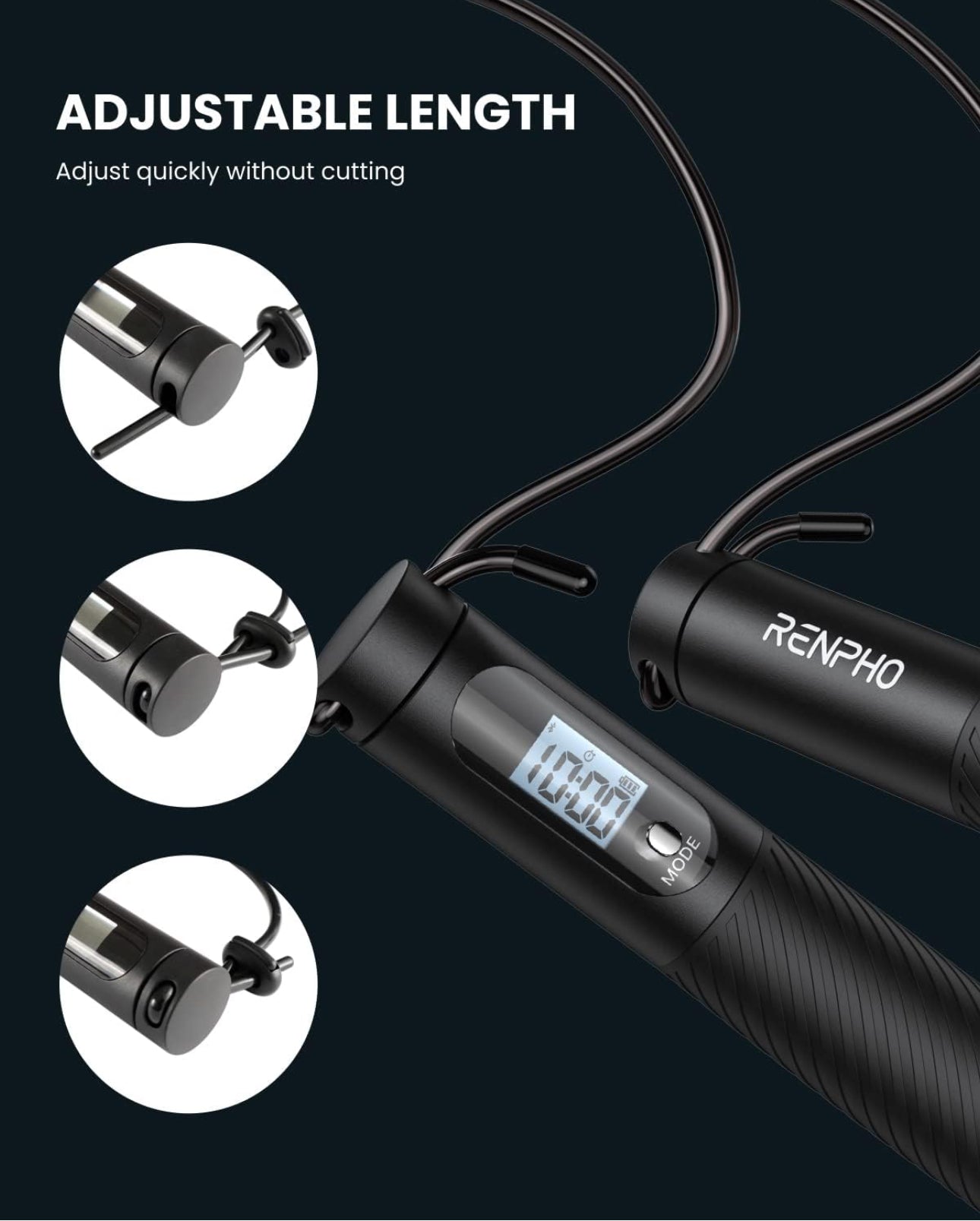 Corde à Sauter Intelligente avec Compteur, Corde à Sauter sans Fil Réglable, App Données d'Analyse, Corde a Sauter Fitness Homme Femmes Enfants, Crossfit Équipement d'Entraînement