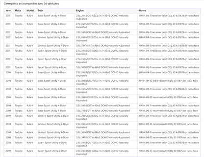 Autoradio dorigine Toyota Rav4 2009-2011 Am FM lecteur CD récepteur radio DXUWZ parfait état