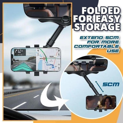 Support "Drive-View" – Support Téléphone Rétroviseur Rotatif 360° & Rétractable