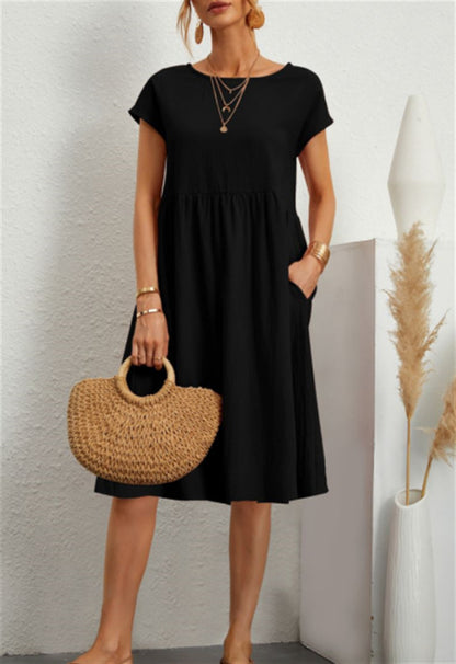 Robe "Everyday-Pocket" – Coupe A-Line, Col Rond & Confort Absolu