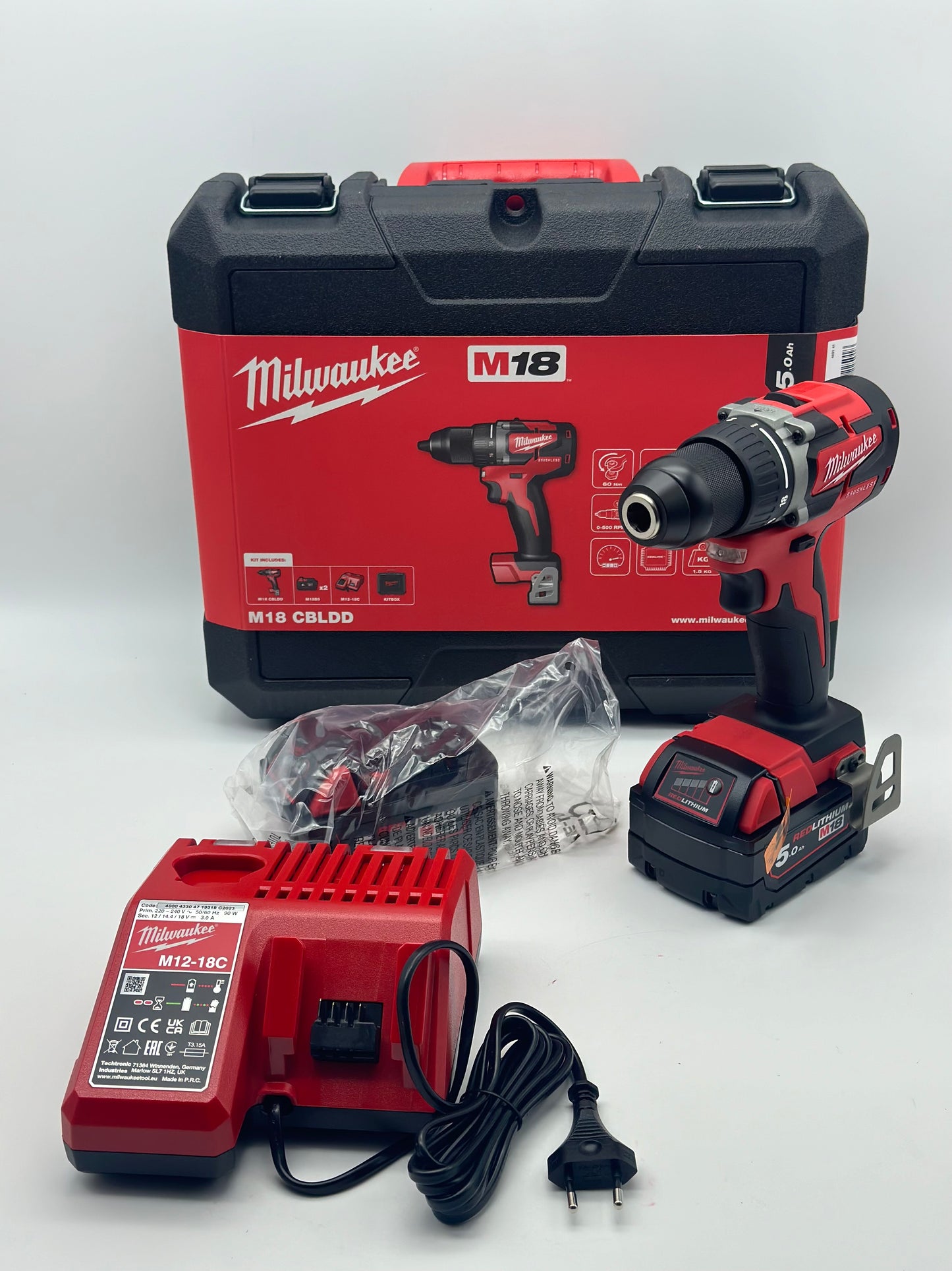 milwaukee M18 CBLDD 502c Perceuse visseuse compacte BRUSHLESS 5.0ah X2 + Coffret