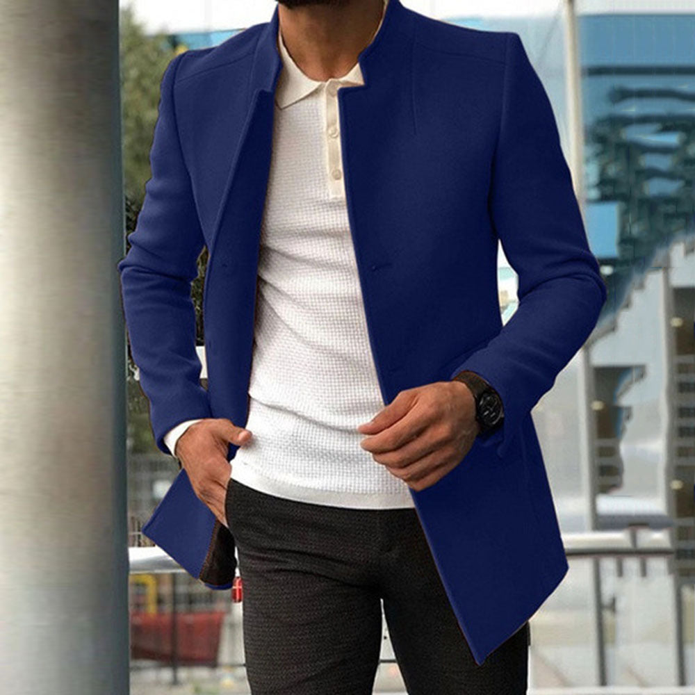 Manteau mince pour hommes à simple boutonnage de couleur unie Vestes d'affaires Automne et hiver
