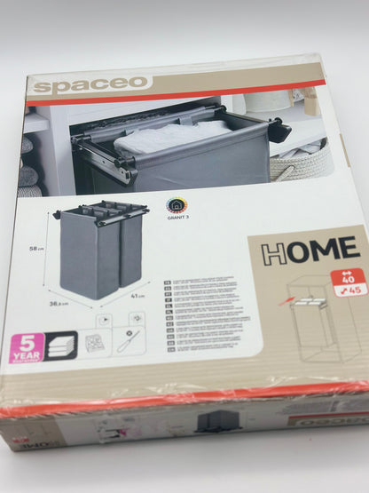 2 sacs de rangement coulissant SPACEO Noir H.58 x l.36.8 x P.41 cm