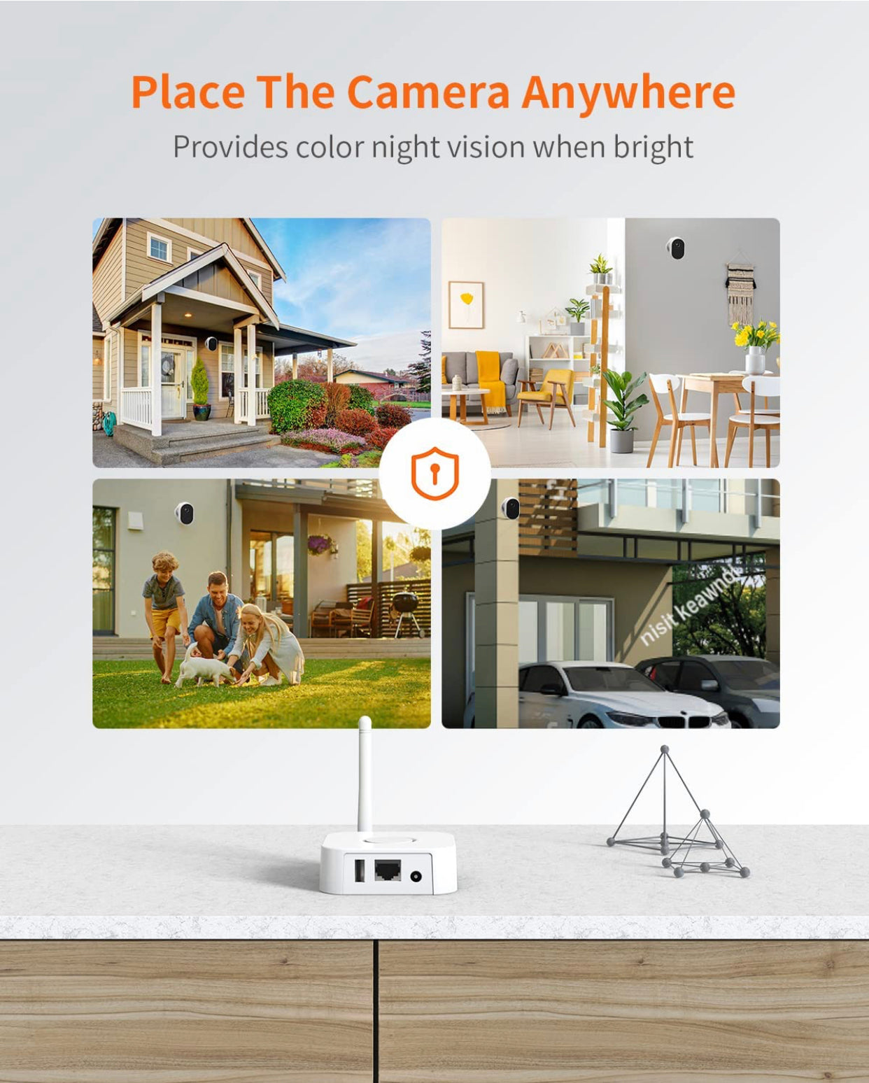 Caméra Surveillance WiFi Extérieure sans Fil, 2Cameras +Base, IP 1080P avec Reconnaissance Faciale