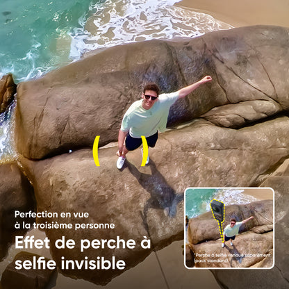 Insta360 X4 + Perche à selfie + trépied + Perche à selfie invisible 114 cm + étuis rigide jaune d’origine